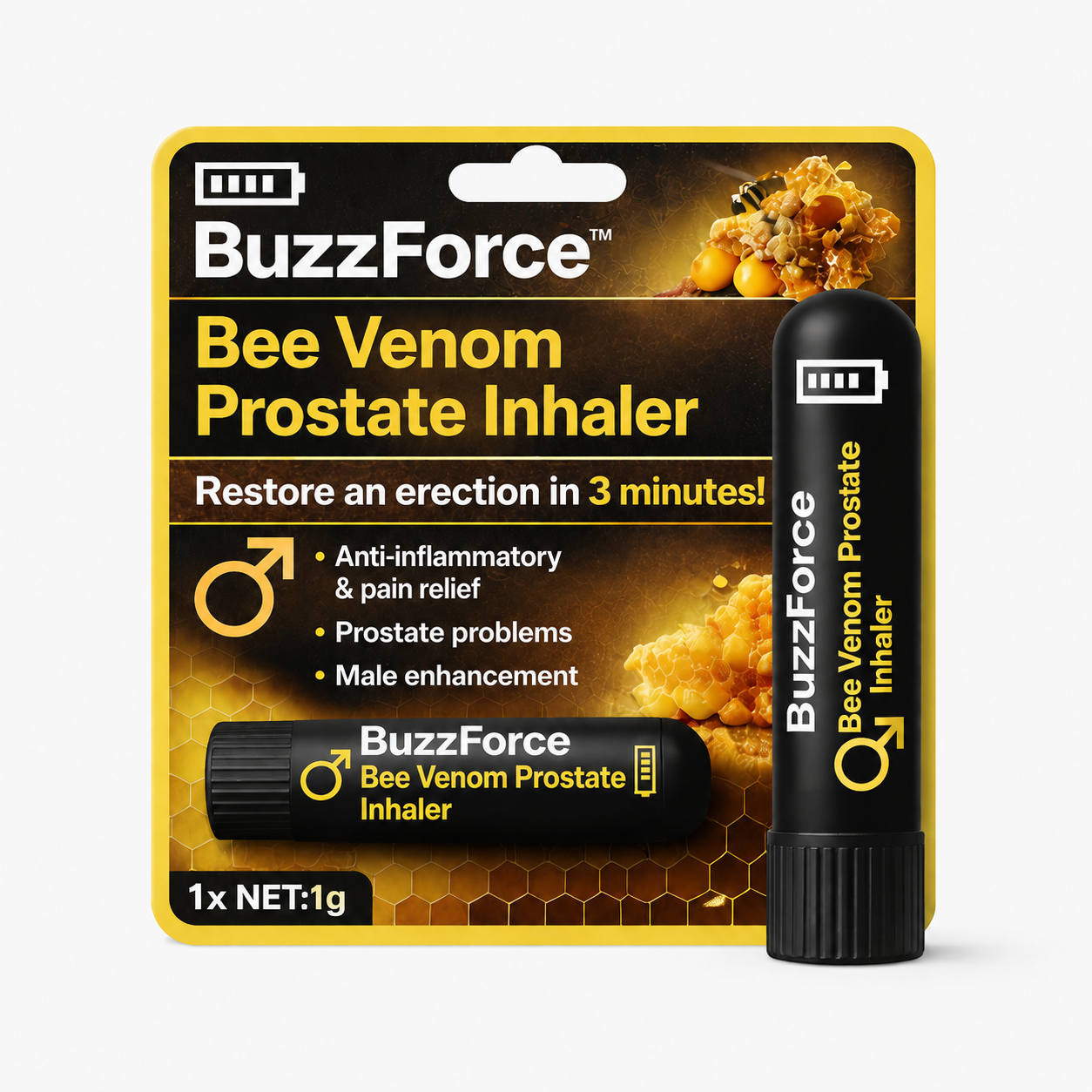 BuzzForce™ Bee Venom Prostate Inhaler | Regain an erection in 3 minutes!