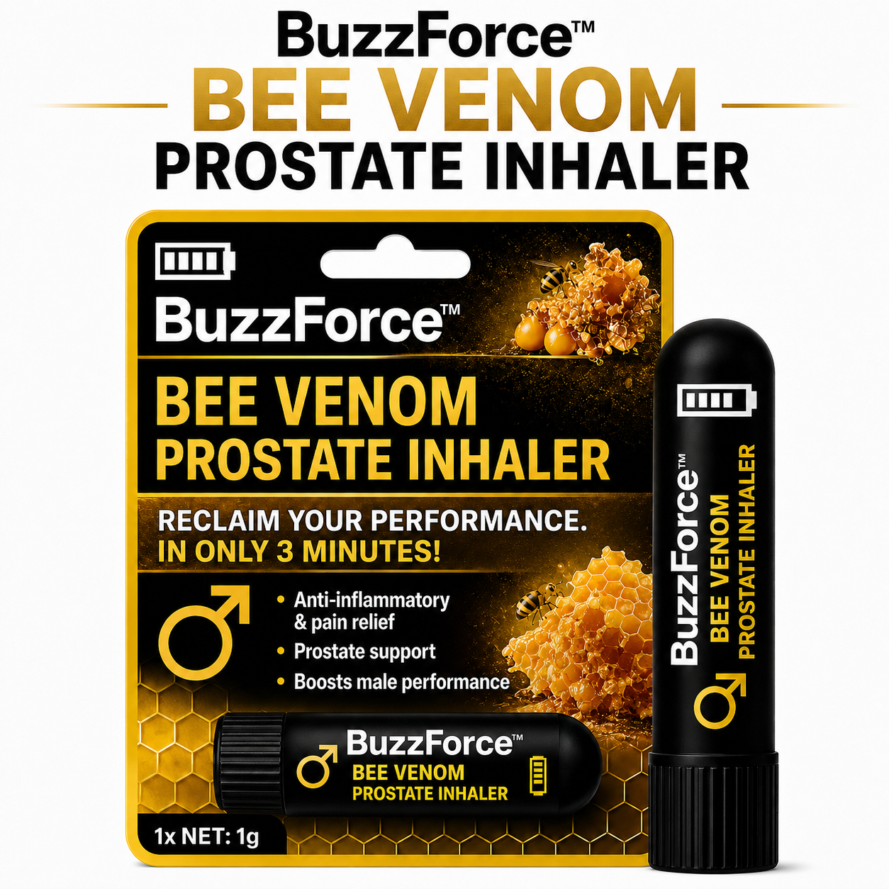 BuzzForce™ Bee Venom Prostate Inhaler | Regain an erection in 3 minutes!