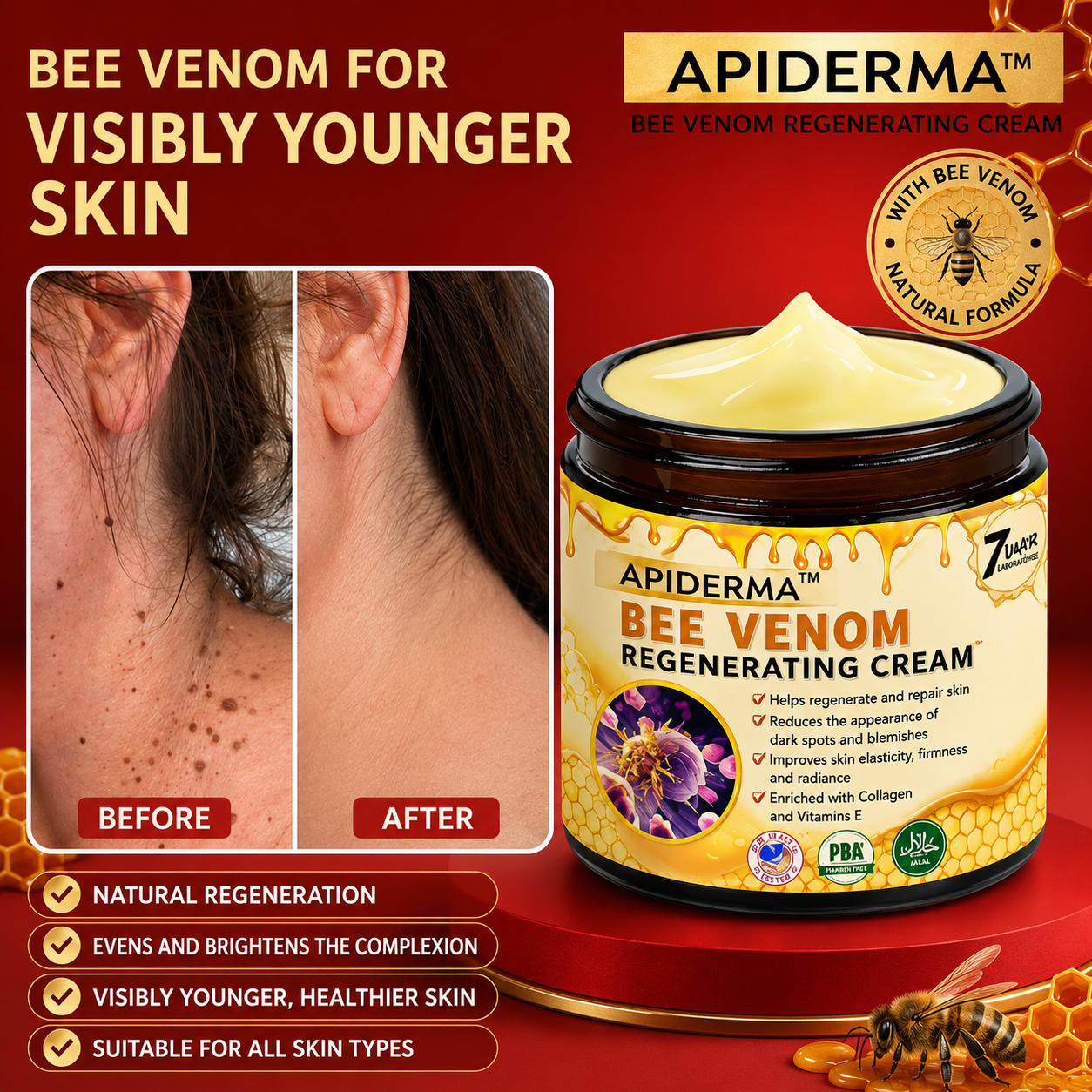 APIDERMA™ Bee Venom Regenerating Cream | Erase wrinkles and sagging in 3 minutes!